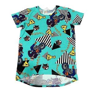 LuLaRoe Kids Gracie Size 10 Green Dirtbike Racing Motocross Top Vroom Shirt